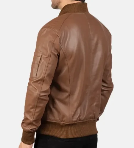 Remington Ma-1 Brown Leather Bomber Jacket.