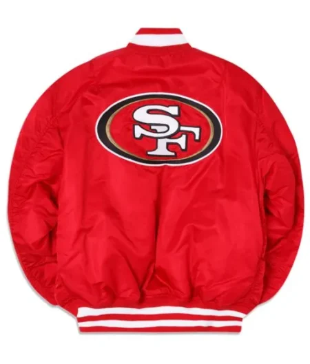 San Francisco 49ers Ma-1 Red Bomber Full-zip Satin Jacket.