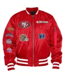 San Francisco 49ers Ma-1 Red Bomber Full-zip Satin Jacket
