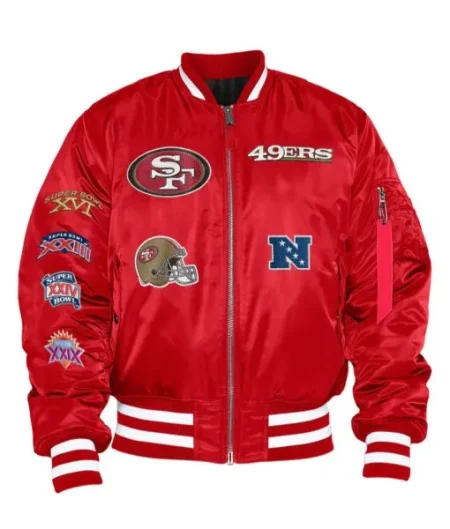 San Francisco 49ers Ma-1 Red Bomber Full-zip Satin Jacket