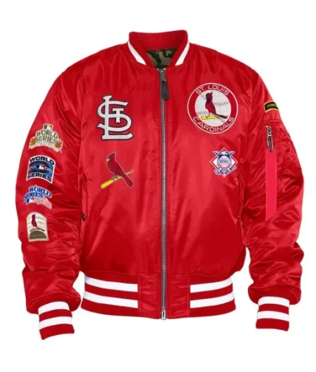 St. Louis Cardinals Ma-1 Full-zip Red Satin Bomber Jacket