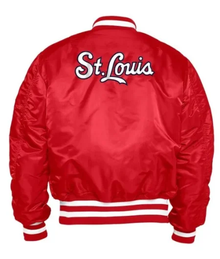 St. Louis Cardinals Ma-1 Full-zip Red Satin Bomber Jacket.