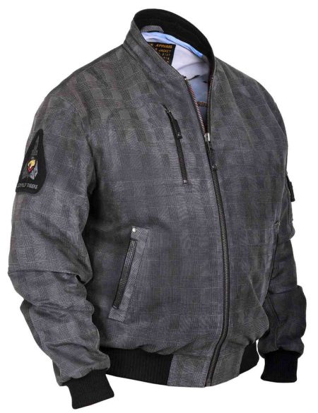 Tigers Printed Grey Suede Ma-1 Bomber Jacket
