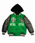 Top Gun Kids Athletic Division Green And Black Varsity Jacket