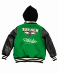 Top Gun Kids Athletic Division Green And Black Varsity Jacket