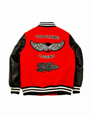 Top Gun Kids The Flying Legend Red And Black Varsity Jacket