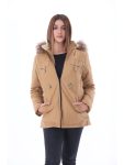 Women's Forestblu Khaki Fur Hood Parka Jacket