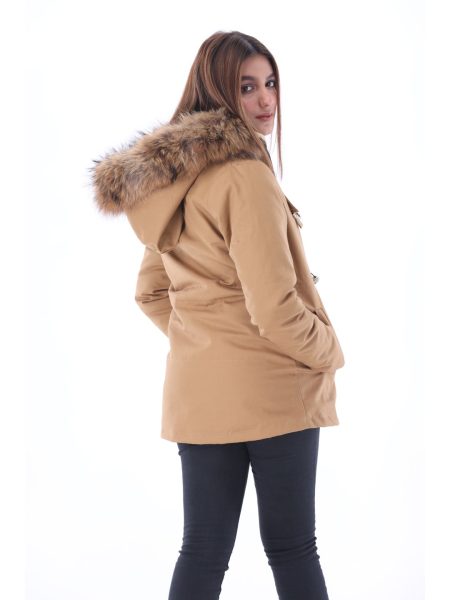 Women's Forestblu Khaki Fur Hood Parka Jacket.