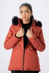 Women’s Forestblu Maroon Hood Parka Jacket