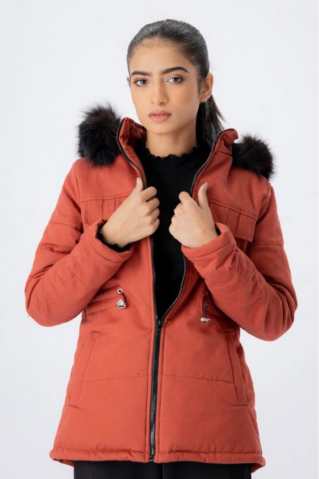 Women's Forestblu Maroon Hood Parka Jacket
