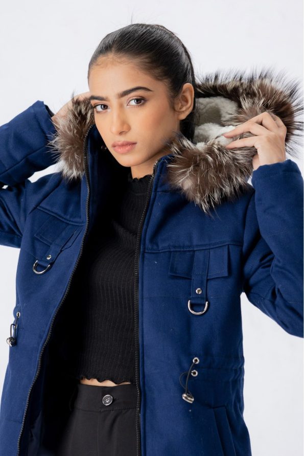 Women's Forestblu Navy Blue Parka Jacket