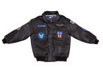 Youth WWII A-2 Style Brown Leather Bomber Jacket