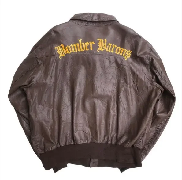 A-2 Brown Leather Flight Bomber Barons Jacket.