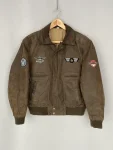 A-2 Leather Bomber Jacket With Patches Flyers Pilot
