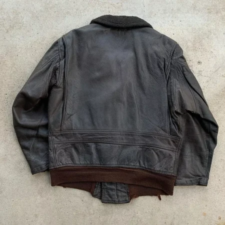 Atkron 85 Vintage G-1 Patches Black Leather Flight Jacket.