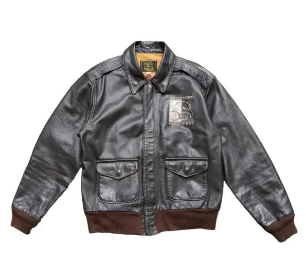 Avirex A-2 50th Aniversary Us Air Force Brown Leather Jacket.
