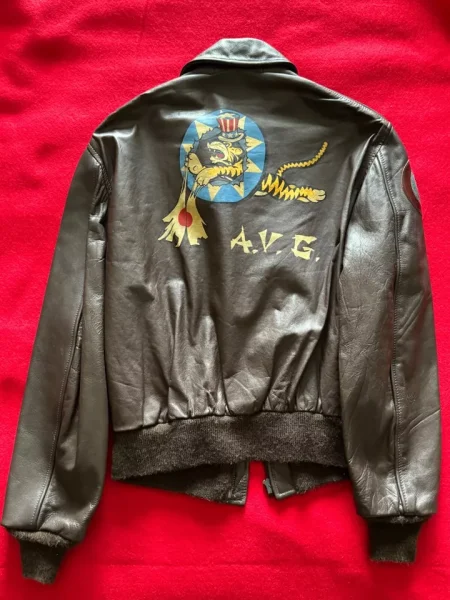 Avirex A-2 Force Repo Painted Black Leather Jacket.