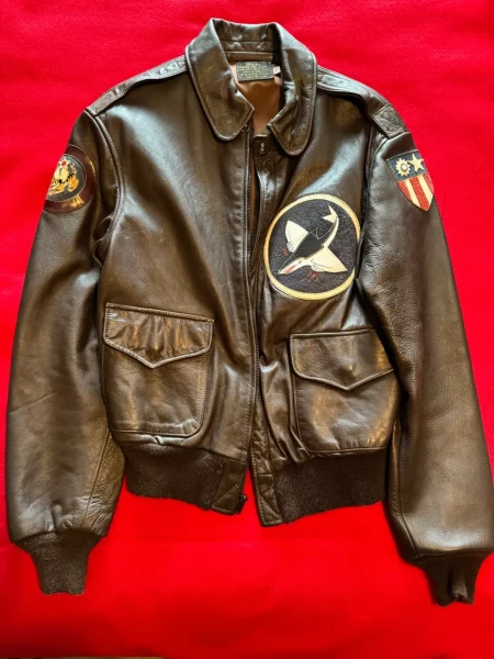 Avirex A-2 Force Repo Painted Black Leather Jacket