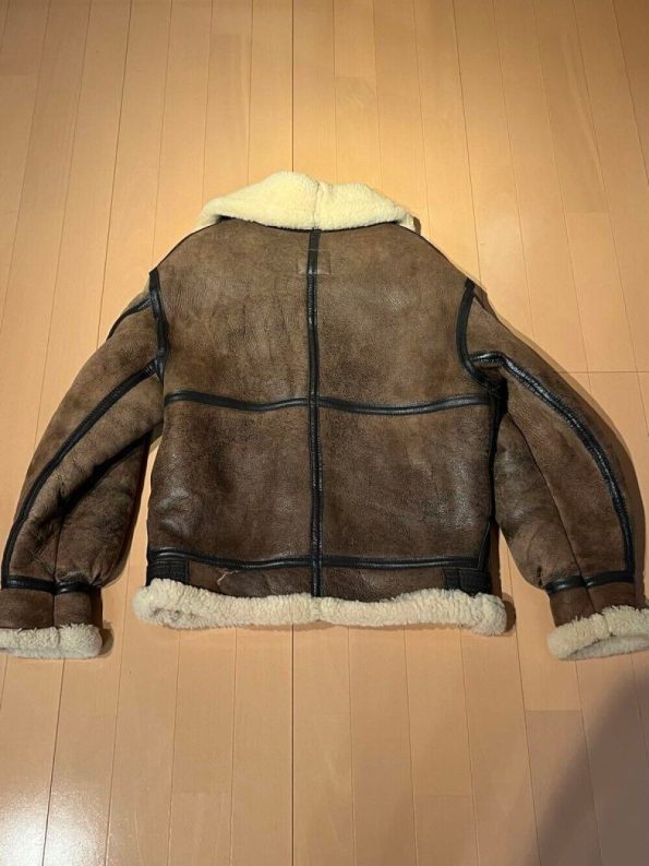 Avirex B-3 Brown Leather Bomber Flight Jacket.