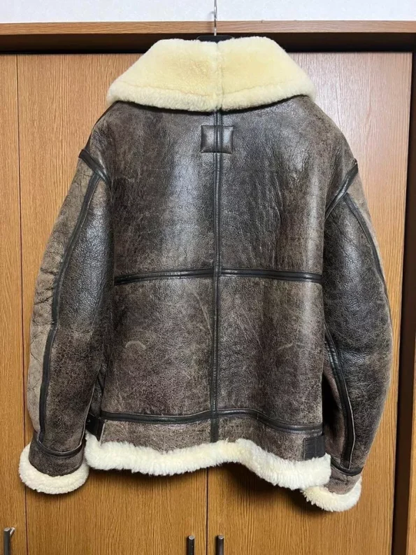 Avirex B-3 Mouton Brown Leather Flight Jacket.