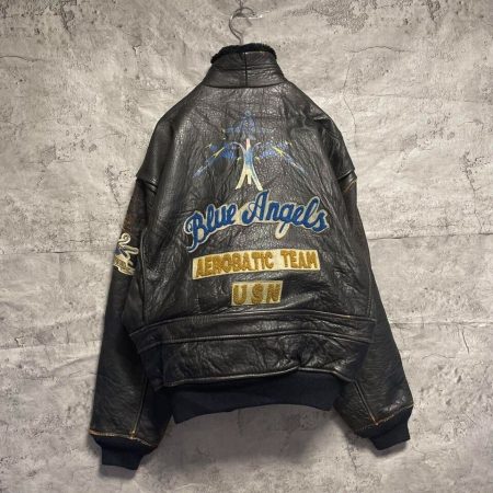 Avirex G-1 Black Leather Flight Bomber Jacket.