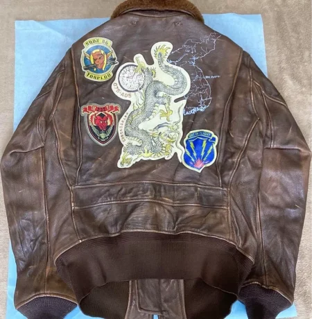 Avirex G-1 Brown Leather Flight Bomber Jacket.