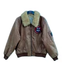 Avirex New York G-1 Brown Leather Jacket With Fur