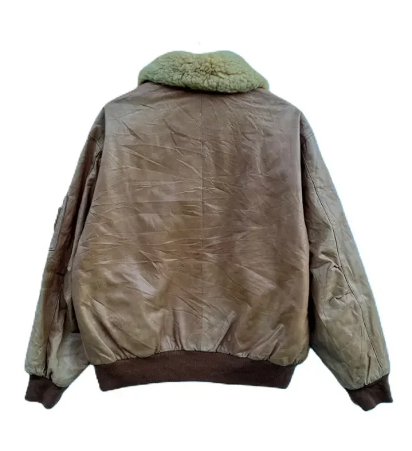Avirex New York G-1 Brown Leather Jacket With Fur.