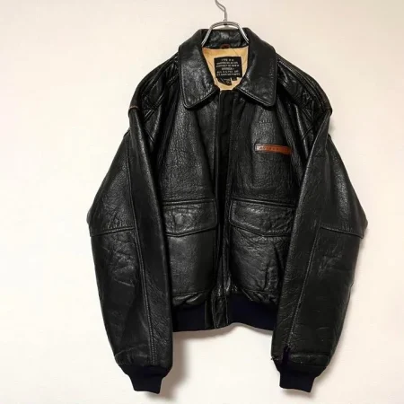 Avirex Sittin Pretty A-2 Flight Black Leather Jacket.
