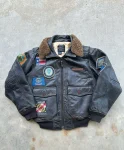 Avirex Top Gun G-1 Black Leather Flight Bomber Jacket