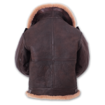 B-3 Brown Leather Shearling Flight Bomber Jacket