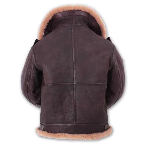B-3 Brown Leather Shearling Flight Bomber Jacket.