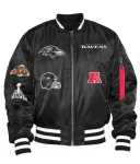 Baltimore Ravens Ma-1 Bomber Black Satin Jacket