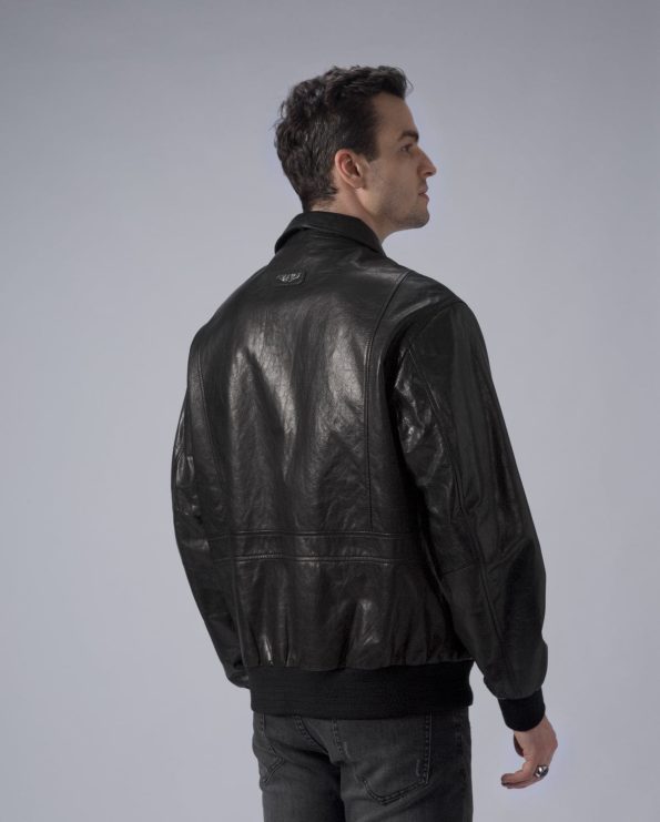 Bomber Jacket Air Force A-2 Black Leather Flight Jacket