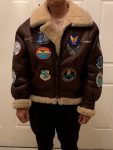 Brooklyn's Angel Sheepskin Leather B-3 Brown Bomber Jacket