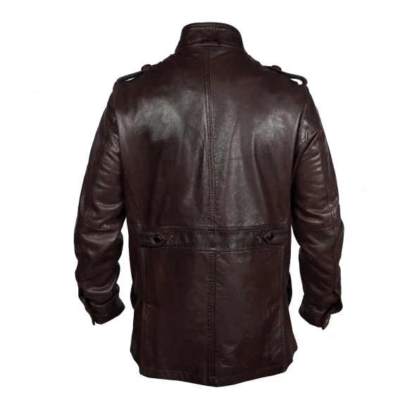 Brune & Bareskin Dark Brown Leather Field Jacket.
