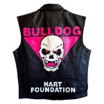 Bulldog Hart Foundation Bret Hart Biker Black Leather Vest