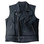 Bulldog Hart Foundation Bret Hart Biker Black Leather Vest
