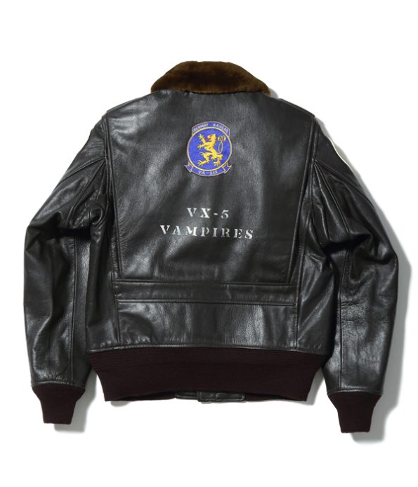 Buzz Rickson Sportswear Vx-5 Vampires G-1 Black Leather Jacket.