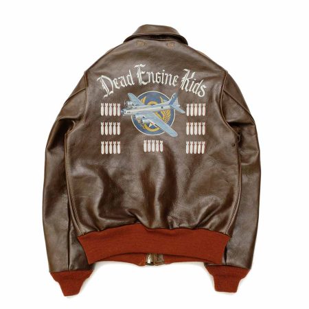 Buzz Rickson's Dead Engine Kids A-2 Brown Leather Jacket.