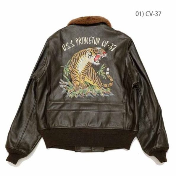 Buzz Rickson's Tiger G-1 Brown Leather Flight Bomber Jacket
