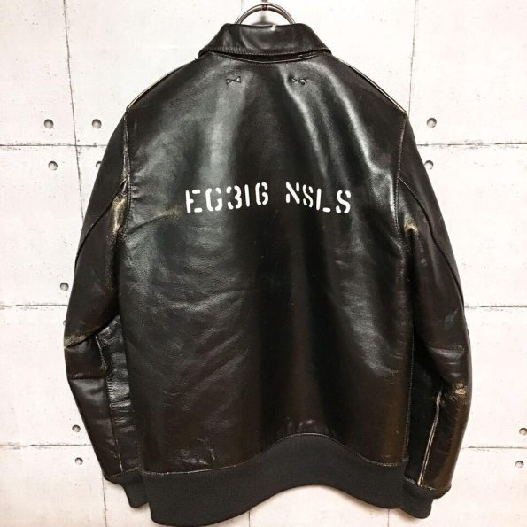 Cootie A-2 Horsehide Black Leather Blouson Jacket.