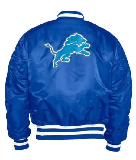 Detroit Lions Ma-1 Satin Royal Blue Bomber Jacket.