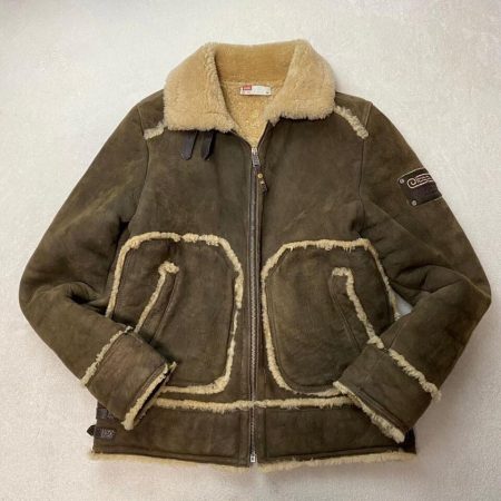 Diesel Mouton B-3 Brown Leather Flight Jacket
