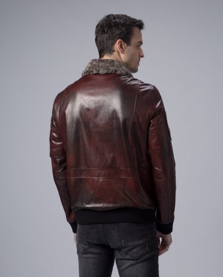 G-1 Aviator Brown Leather Bomber Jacket Fur Collar.
