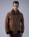 G-1 Aviator Brown Leather Jacket Removable Fur Collar