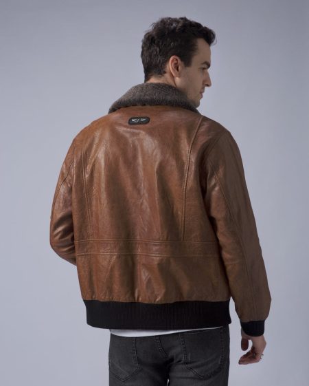 G-1 Aviator Brown Leather Jacket Removable Fur Collar.