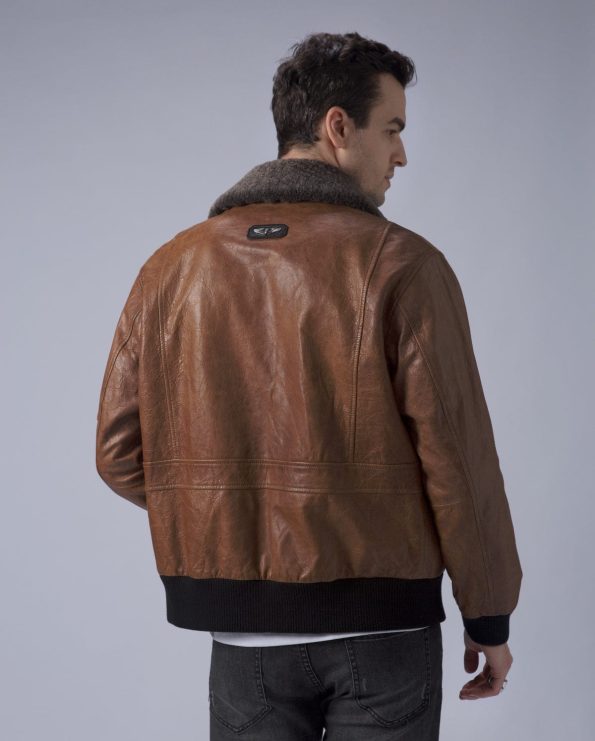G-1 Aviator Brown Leather Jacket Removable Fur Collar.