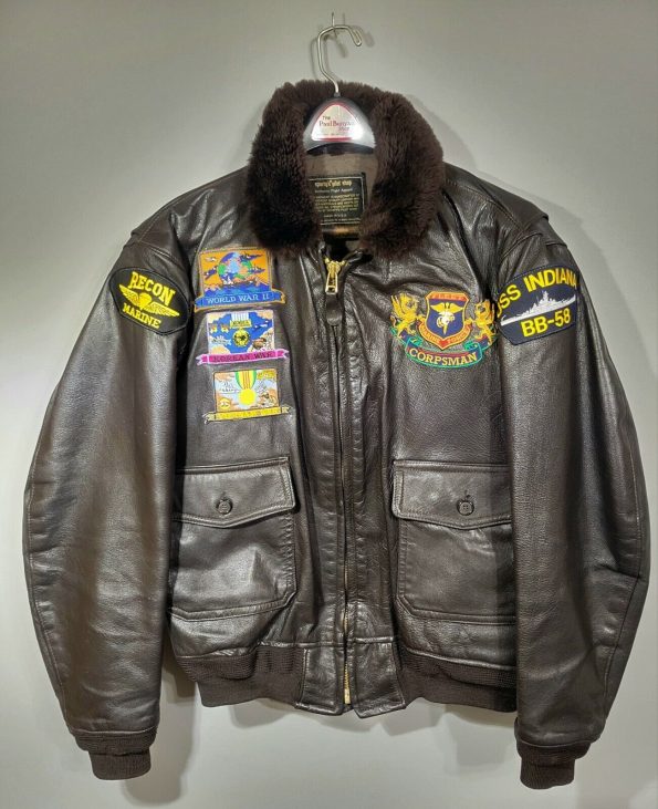 G-1 Black Leather Flight Bomber Jacket