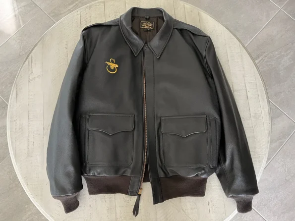 Gibson And Barnes Civil A-2 Air Force Dark Brown Goatskin Leather Jacket